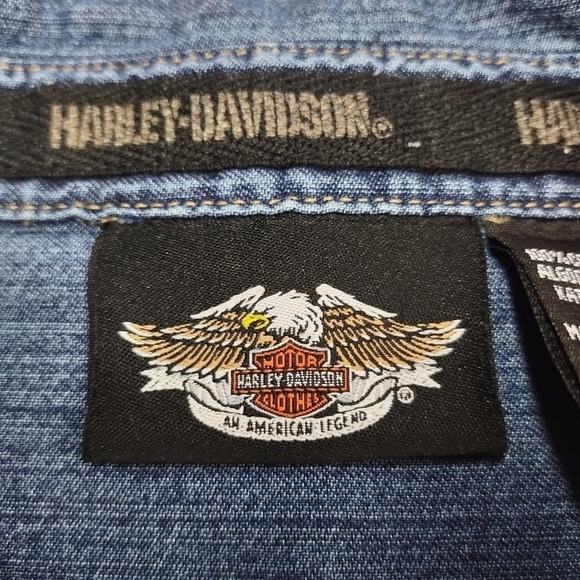 Vintage Harley-Davidson Women's Blue Denim Button Down Shirt Size M - Picture 11 of 12